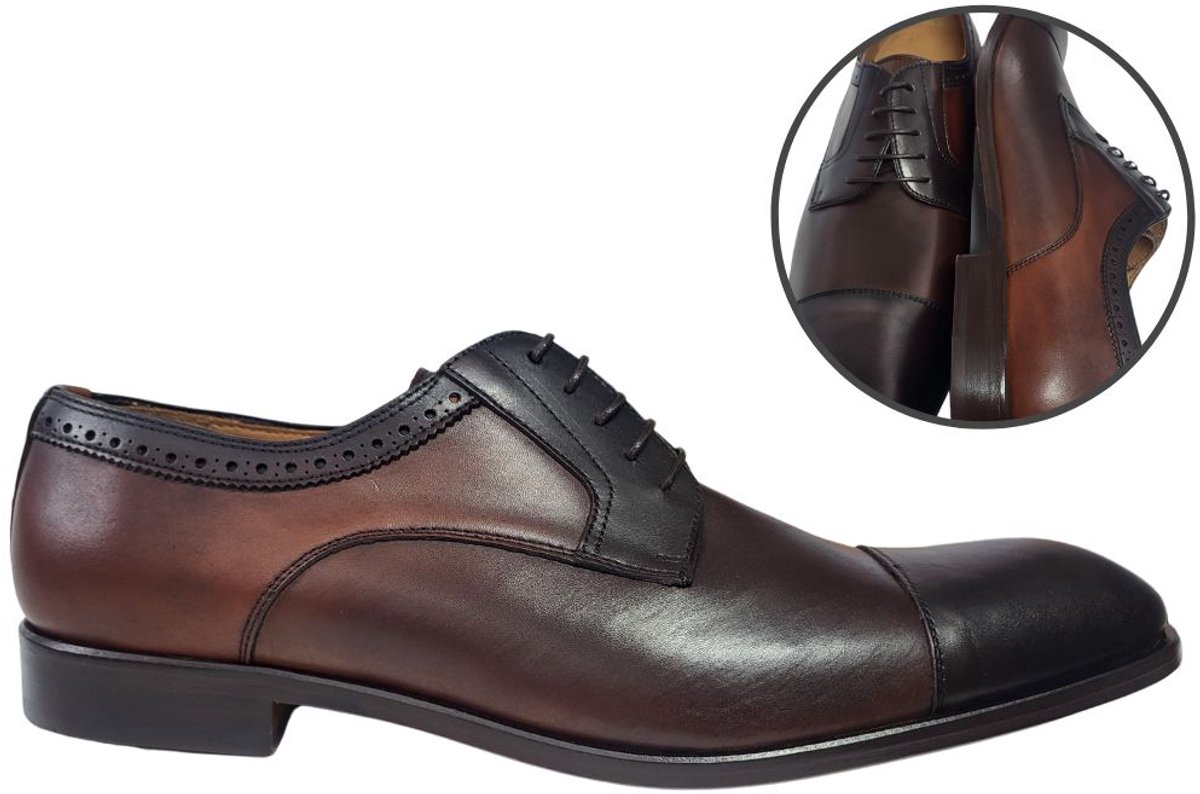 Stravers Grote Maten Schoenen Stravers-Nette Derby Herenschoenen Grote Maten Veterschoenen Bruin