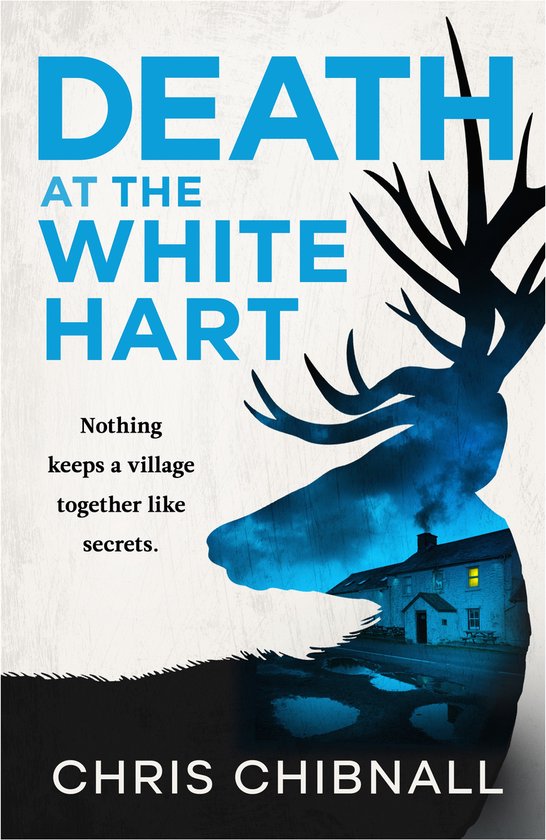 Couverture du livre 'Death at the White Hart' avec une silhouette de cerf et une maison la nuit. Texte : 'DEATH AT THE WHITE HART'.