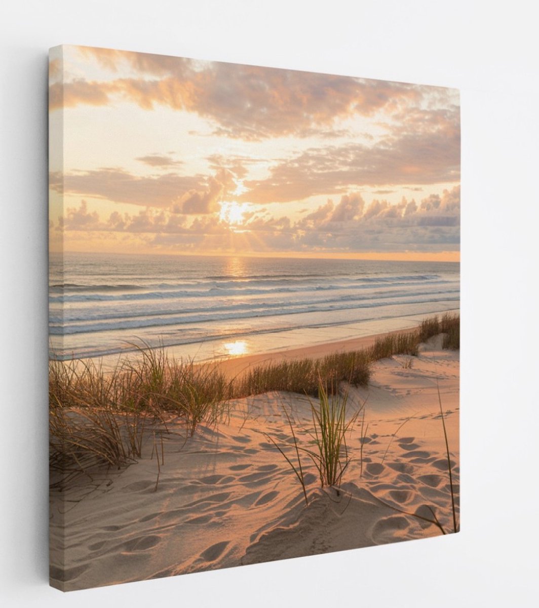 Saammp Canvas Schilderij - Strand En Zee - duinen - 20x20 - Foto op canvas - Wanddecoratie - muurdecoratie Woonkamer - Slaapkamer decoratie - Canvas Print Multicolor
