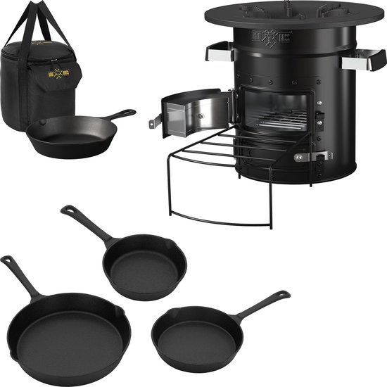 BBQ-Toro Raket #3 | Roestvrij staal Rocket Stove voor Dutch Oven, grillpannen en nog veel meer | USB-blazer
