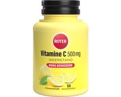Roter Vitamine C 500mg Hooggedoseerd - Hoge dosering vitamine C ter ondersteuning van je weerstand - 50 kauwtabletten met citroensmaak