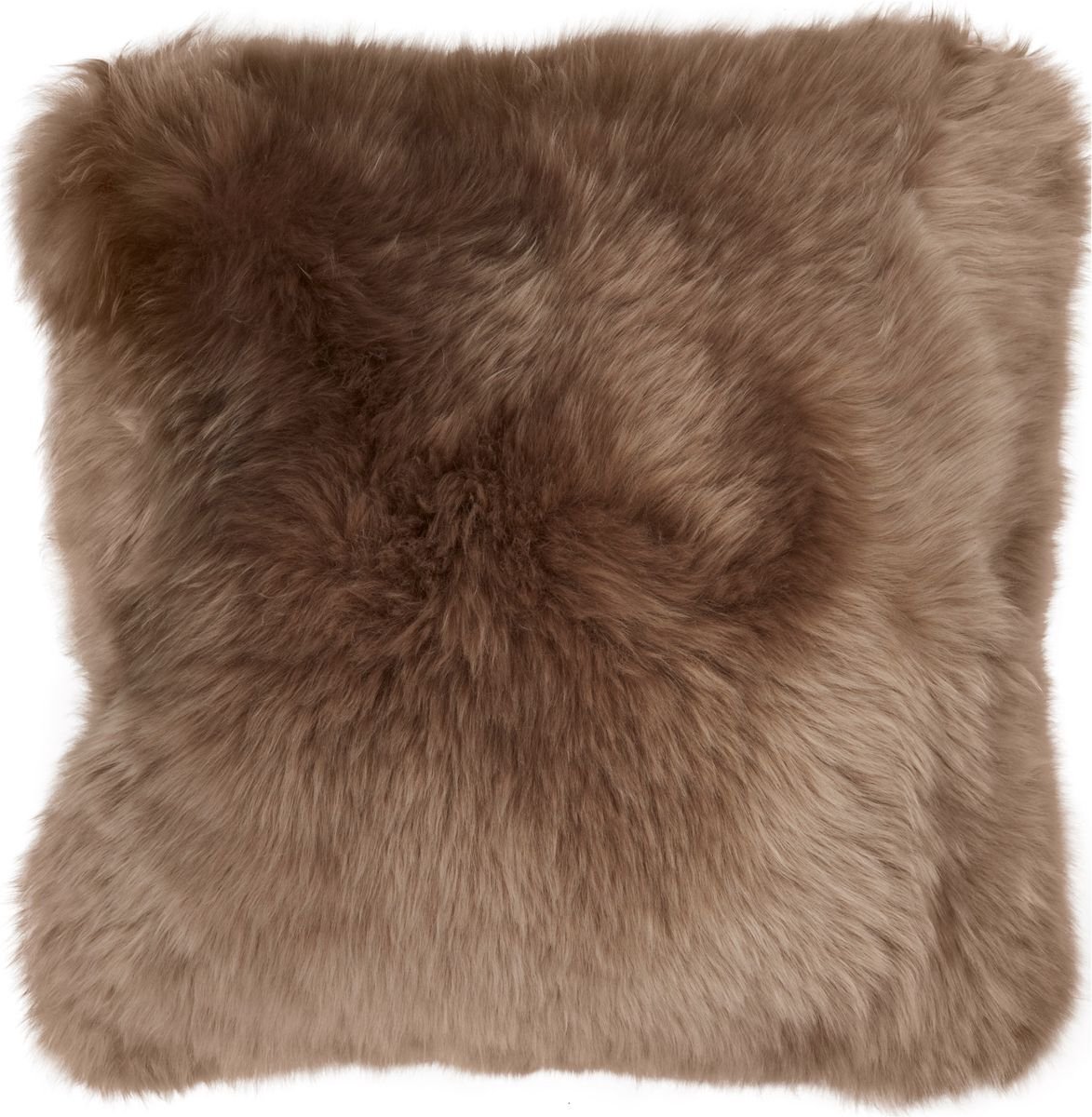Sheepskin House Langharig Schapenvacht Kussen - LW - Leren achterkant - 50x50 cm Taupe