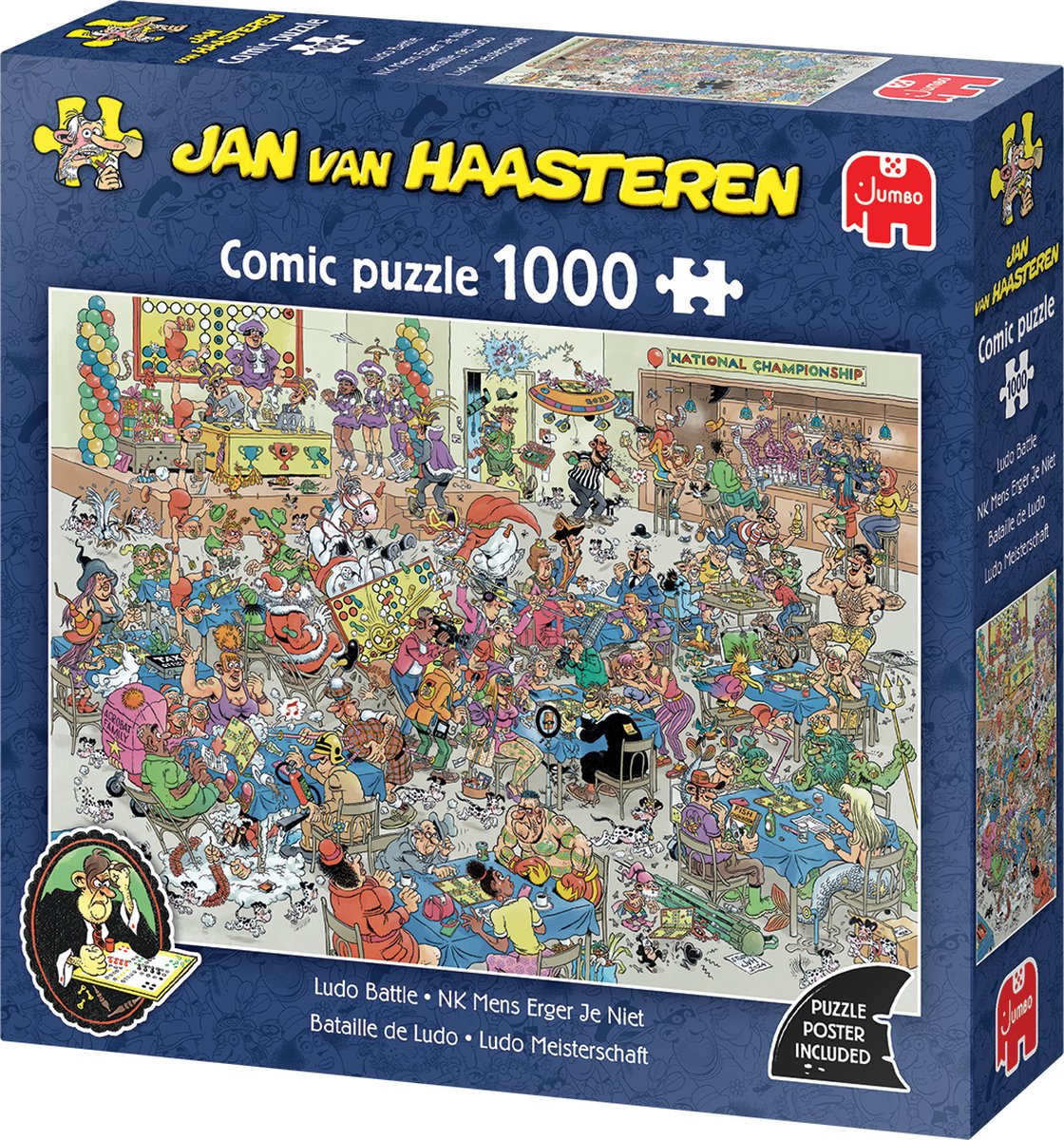 Jan van Haasteren - NK Mens Erger Je Niet - 1000 stukjes puzzel - Legpuzzel — afbeelding 4