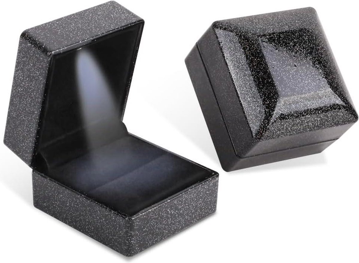 Ringdoos met ledlicht vierkant zwart - 2 stuks