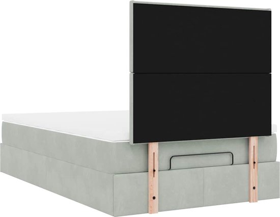 vidaXL - Ottoman - lit - avec - matelas - 120x190cm - velours - gris clair