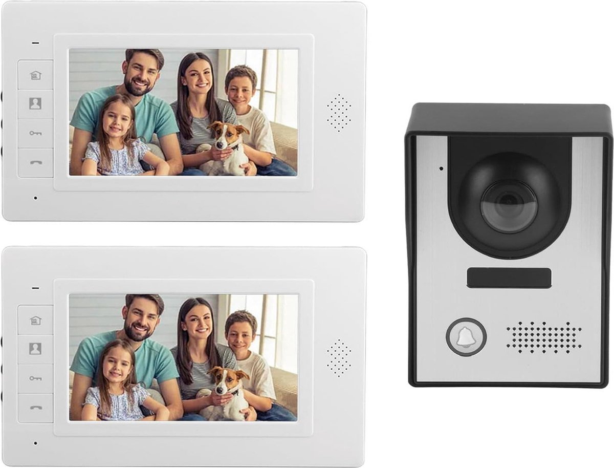 Video-intercomsysteem met Dubbele 7-inch LCD-monitor - Nachtzicht, Deur Ontgrendelen - Villa Home Apartment .