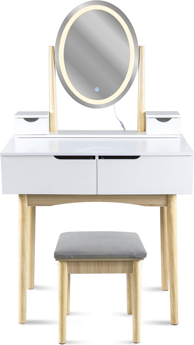 KAPTAFEL met LED-spiegel, Scandinavische cosmetica