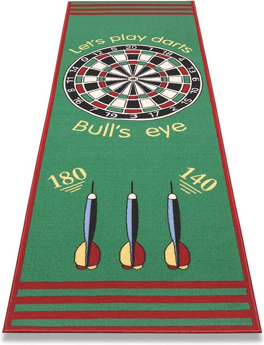 Dartmat - groen - dartmatten - 237 x 80 cm met pijlen - uitwasbaar - antislip