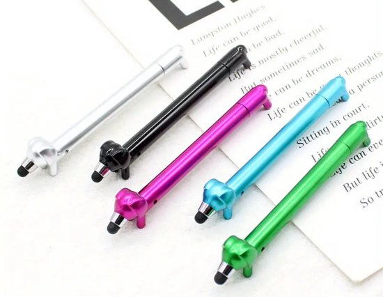 Teckel - lot de 5 stylos teckel - stylo teckel - stylo à bille - stylet - stylo à bille teckel - stylet tactile pour ipad et téléphone - stylo 2 en 1 - chien - stylos à bille teckel