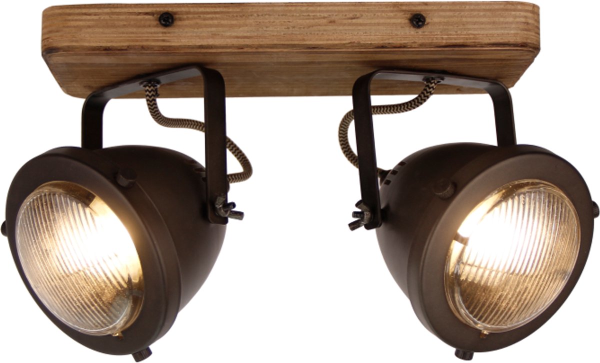 Chericoni Bella Spot - 2 lichts - Black Steel & Hout - GU10