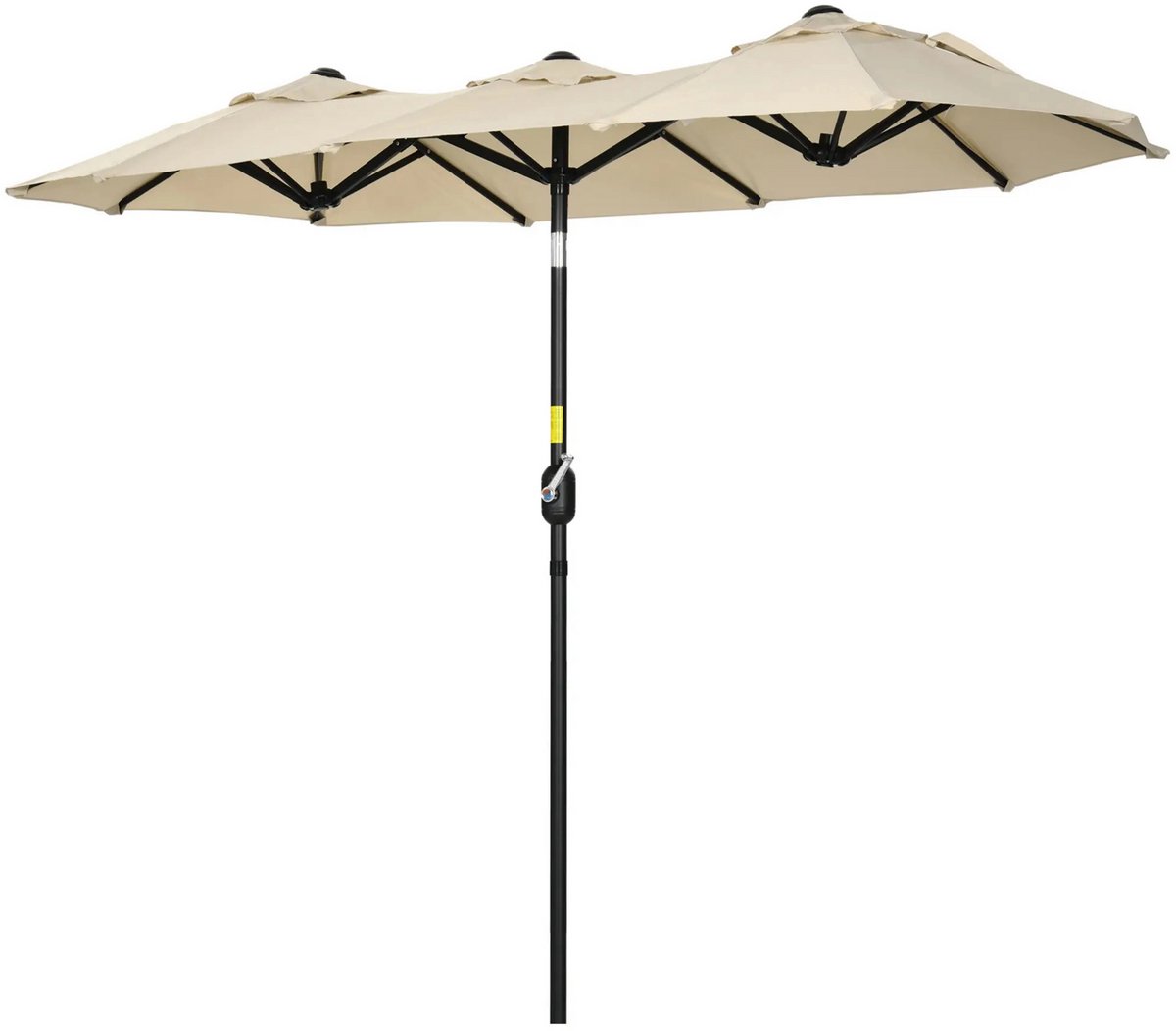 Rectangular tilt garden parasol in beige, 295 x 152 cm dimensions, brandless.