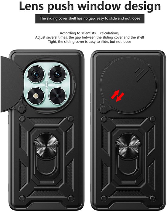 Coque Xiaomi Redmi Note 14 Pro 5G - Coque MobyDefend Armor avec Ring rotatif - Zwart - Coque pour téléphone portable - Coque compatible avec : Xiaomi Redmi Note 14 Pro 5G