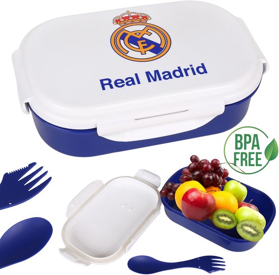 Boîte à déjeuner Real Madrid avec cuillère, boîte à déjeuner scolaire, boîte à lunch