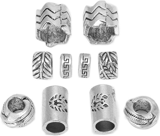 YMHPRIDE 36 stuks Viking baard kralen antiek Noorse haar buis kralen dreadlocks kralen voor haar vlechten armband hanger ketting zilver DIY sieraden haar decoratie