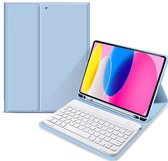geschikt voor iPad 2025 (11e generatie) Toetsenbord Hoes | 11 inch geschikt voor iPad 2025 hoes met toetsenbord | QWERTY Keyboard met Bluetooth | Ingebouwde standaard | Keyboard Case geschikt voor iPad A16 met 11 inch display lichtblauw