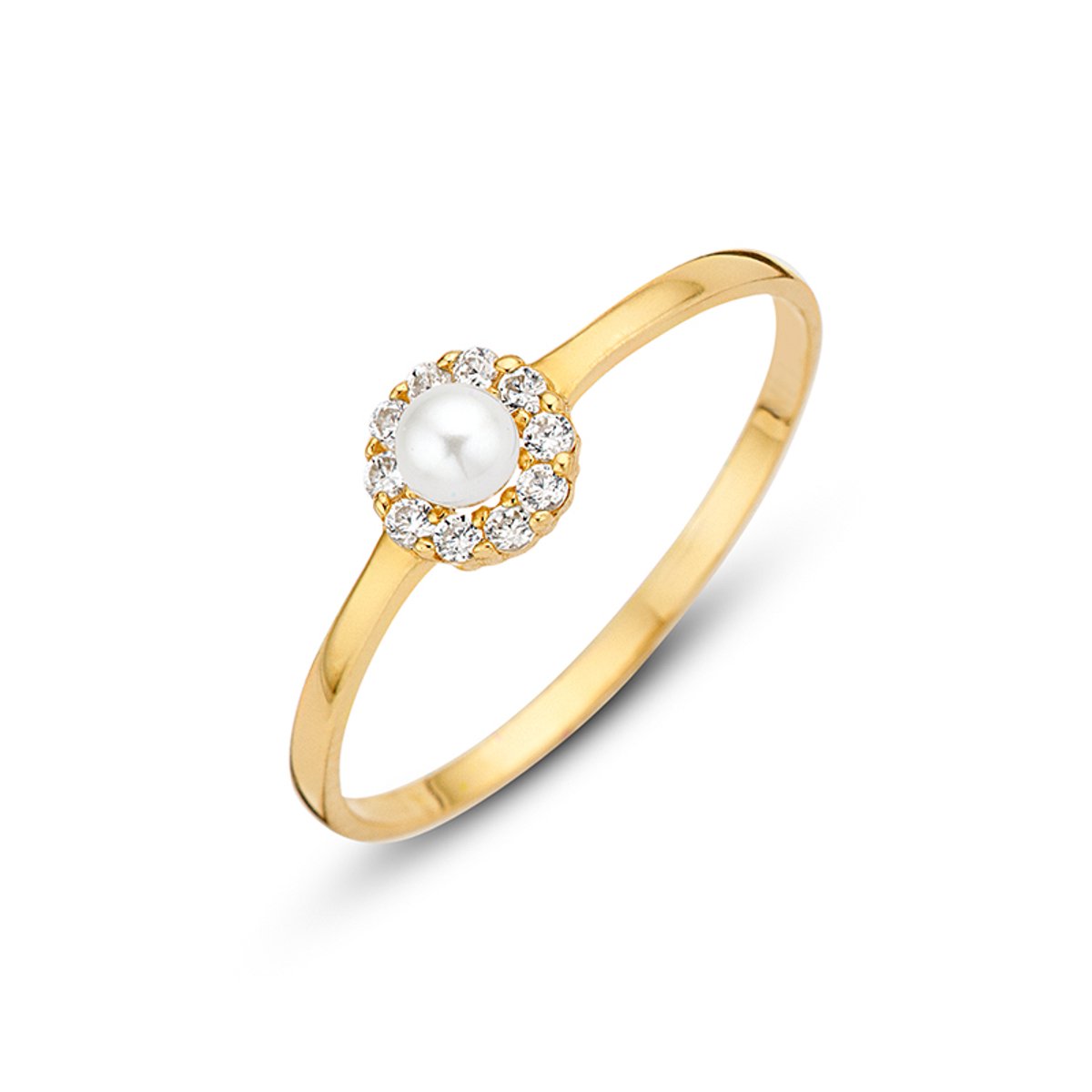 New Bling Goud 9NBG-0020-54 Dames Parel Zirkonia Entourage Ring - 3mm - Maat 54 - Goud