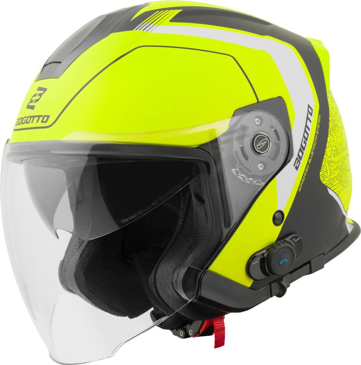 Bogotto H586 BT Illus Zwart Geel Bluetooth Jethelm - Maat M - Helm