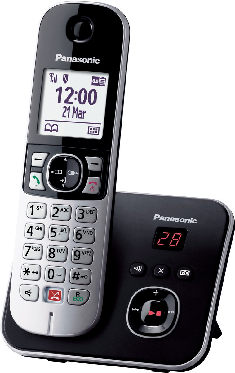 Panasonic KX-TG6863 DECT-telefoon met antwoordapparaat- Zwart, Zilver- 3 handsets foto 5