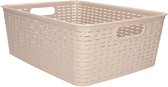 Panier de rangement Plasticforte - Panier de placard - plastique rotin - marron clair - 12 Litres - 30 x 37 x 13 cm