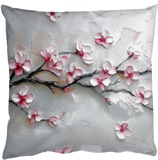 Sierkussens - Kussentjes Woonkamer - 60x60 cm - Bloesem - Kunstzinnig - Roze - Sakura