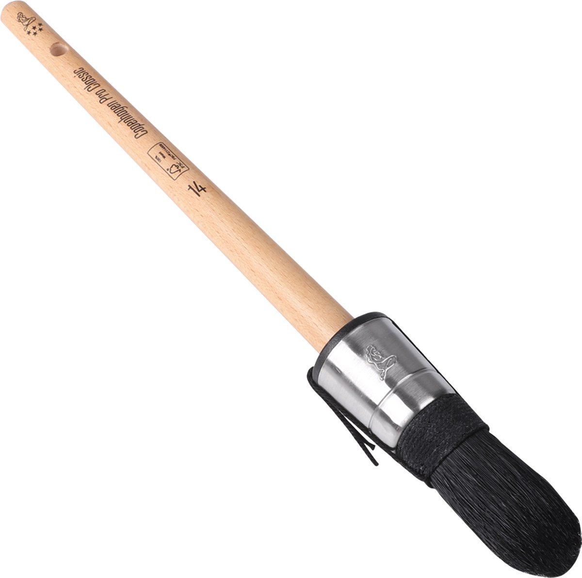 Copenhagen Pro Classic patentpuntkwast - maat 14 - zwart Chinees varkenshaar - FSC® houten steel - *****
