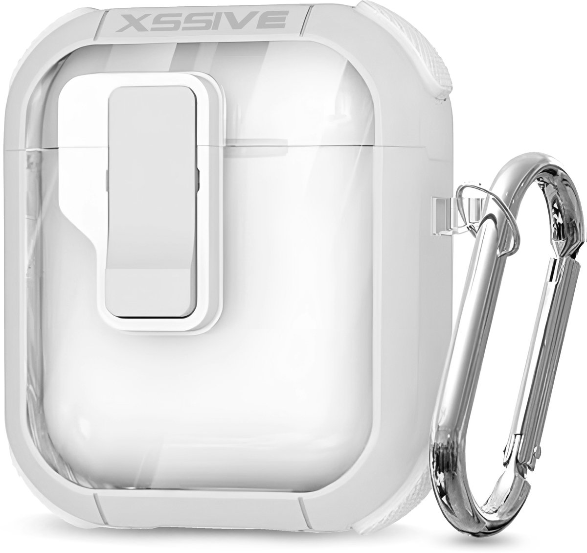 Schokbestendig Hoesje - Geschikt voor Apple AirPods 2 & 1e Generatie - Hardcase Met Sleutelhanger - Transparant & Wit