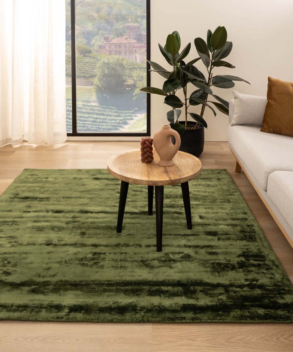 Viscose vloerkleed vierkant - Pearl groen 250x250