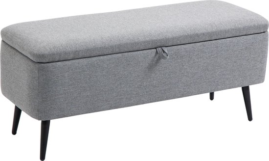 Foto: Elitenest opbergbank 101x38 5x44 5 cm flipdeksel linnen bekleding stalen poten ruime opslag comfortabele zitting stijlvol