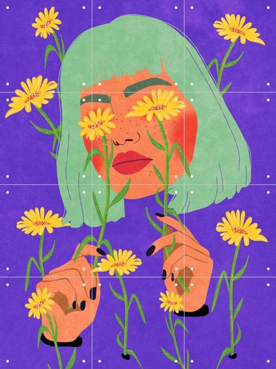 IXXI Girl wanna bloom, Raissa Oltmanns - 60 x 80 cm - Gratis ophangtool - Grote wanddecoratie en posters - Cartoonesk, Illustraties, Speels, Pop art