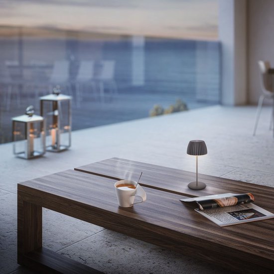 BRILONER Riffle - Mini lampe de table rechargeable - lampe sans fil - intensité variable tactile - pour l'intérieur et l'extérieur - Lauréat du German Design Award 2025 - anthracite - Ø8,5 x 20 cm