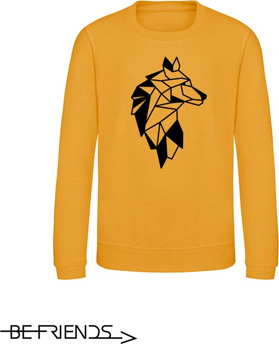 Be Friends Sweater - Wolf - Heren - Mosterd geel - Maat XL
