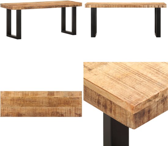 vidaXL Canapé - Bois de manguier Massief - Style industriel - 110x35x46 cm (marron/noir) - Repose-pieds