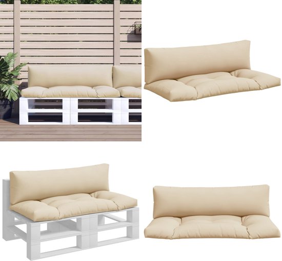 Palletkussens set grijs 80x120cm en 40x120cm met knoop