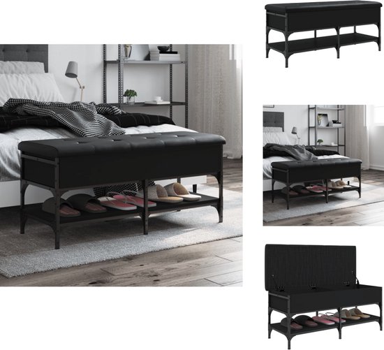 Banc à chaussures vidaXL - Bancs à chaussures - Banc de couloir - Banc de rangement - Banc à chaussures 102 x 42 x 45 cm Bois traité Noir