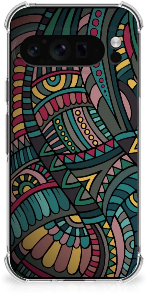 Back Cover voor Google Pixel 9 Pro XL Doorzichtige Silicone Hoesje Aztec