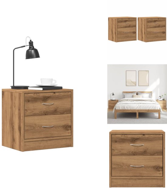 VidaXL Zwevende Nachtkastjes 2 Stuks 40x32x15 Cm Artisanaal Eiken - Wandnachtkastje Slaapkamer