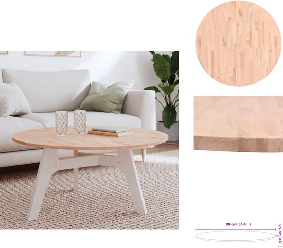 Plateau de table vidaXL - Dessus de table - Plateau de table de remplacement - Plateau - Plateau de table rond Ø90x1,5 cm en bois de hêtre massif
