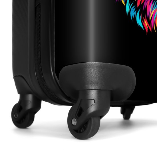 NoBoringSuitcases.com® - Kinderkoffer groot - Kindertrolley koffer - Wolf - Neon - Rolkoffer lichtgewicht - Reiskoffer met 4 wielen - Grote trolley XL - 20 kg bagage