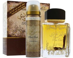 Lattafa Pure Oudi Giftset - 100 ml eau de parfum spray + 50 ml deospray - cadeauset voor unisex