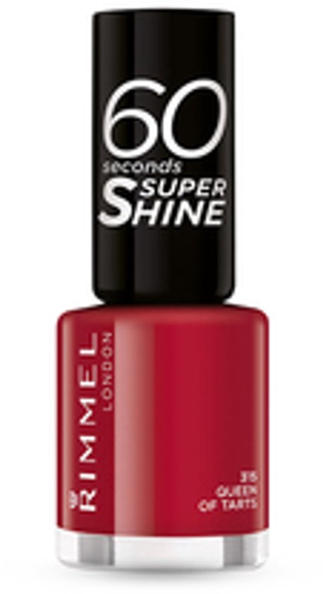 Rood Rimmel London 60 Seconds Super Shine nagellakflesje, 'Queen of Tarts'.