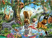 Diamond Painting Een grote dieren familie 50x70cm. (Volledige bedekking - Vierkante steentjes) diamondpainting inclusief tools