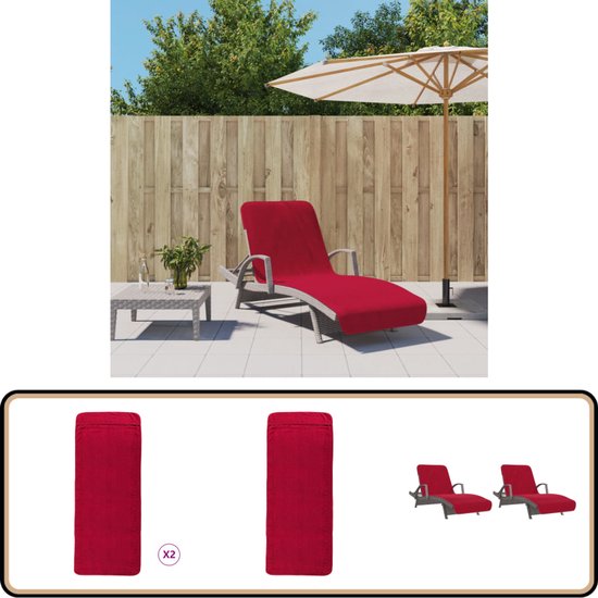 Serviettes de plage vidaXL Bordeaux 75 x 200 cm - 2 pièces - Bordeaux rouge - Antidérapantes - Serviettes de plage - Serviettes de bain