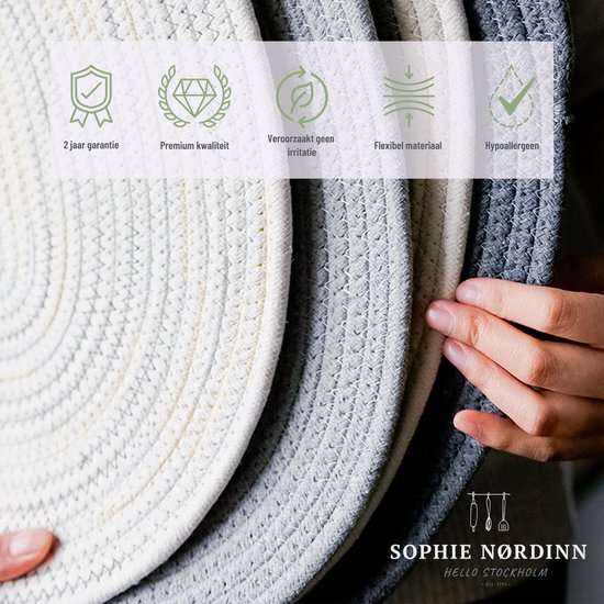 Napperons de Sophie Nordinn® - Set de table Abisko (Gris foncé) - Ensemble (4 pièces) en Katoen - 43 cm x 34 cm
