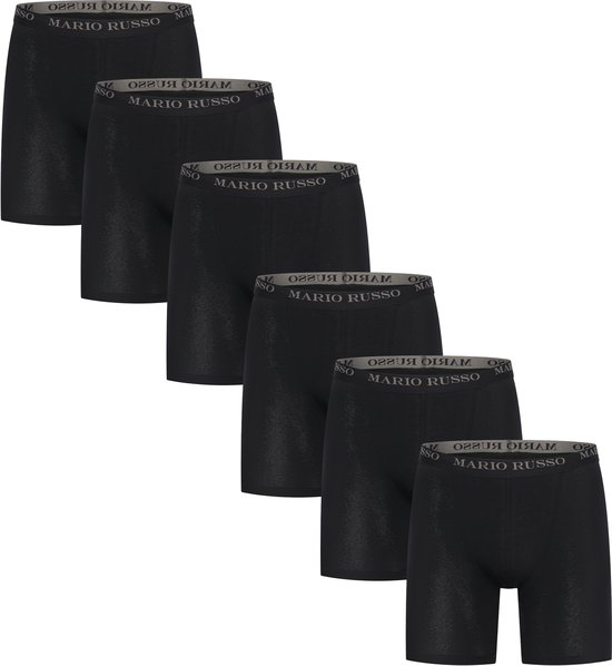 Mario Russo Boxershorts - Boxershort heren - Onderbroeken heren Extra lange pijpen - 6-pack - L - Zwart