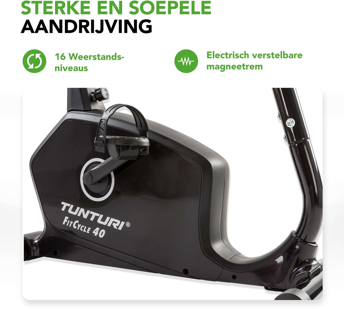 Afbeelding 3 van Tunturi Hometrainer FitCycle 40i - Hometrainer fiets - Thuis fitnessfiets - Bluetooth - 16 Weerstandsniveaus - 23 Programma's - Hartslagsensoren - Incl. fitness app