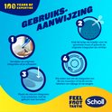 Instructions d'utilisation des semelles Scholl : retirer, découper sur mesure, insérer, remplacer.