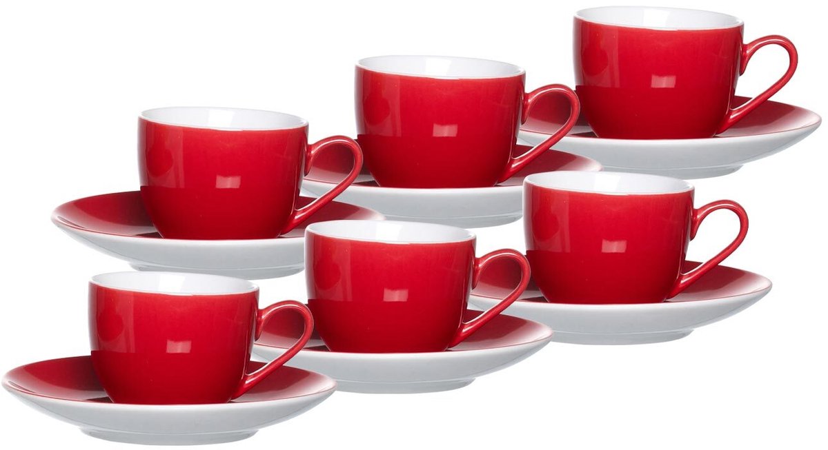 Espressotassen und -untertassen Doppio 80 ml Set van 6