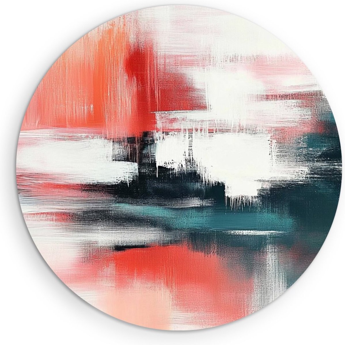 Saammp Forex Muurcirkel - Gekleurde penseelstroken - Abstract - Ø 30 - Wandcirkel - Wanddecoratie Cirkel - Muurdecoratie Woonkamer - Kantoor Decoratie