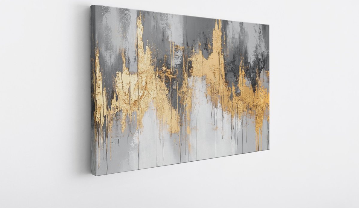 Saammp Canvas Schilderij - grijs - Modern - Abstract kunstwerk - 150x100 - Foto op canvas - Wanddecoratie - Muurdecoratie Woonkamer - Slaapkamer decoratie - Canvas Print Multicolor