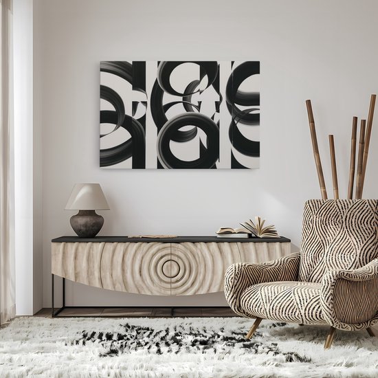 Saammp Canvas Schilderij - Abstract - Zwart-wit - 100x75 - Foto op canvas - Wanddecoratie - muurdecoratie Woonkamer - Slaapkamer decoratie - Canvas Print